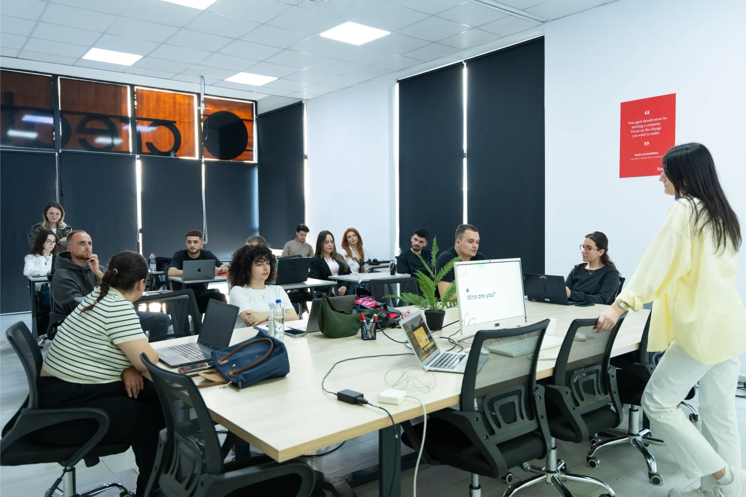 Students in a class at the Creative Hub campus in Prishtina