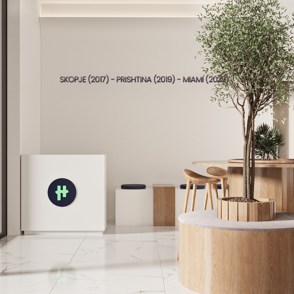 Reception and lounge at the Creative Hub campus in Prishtina